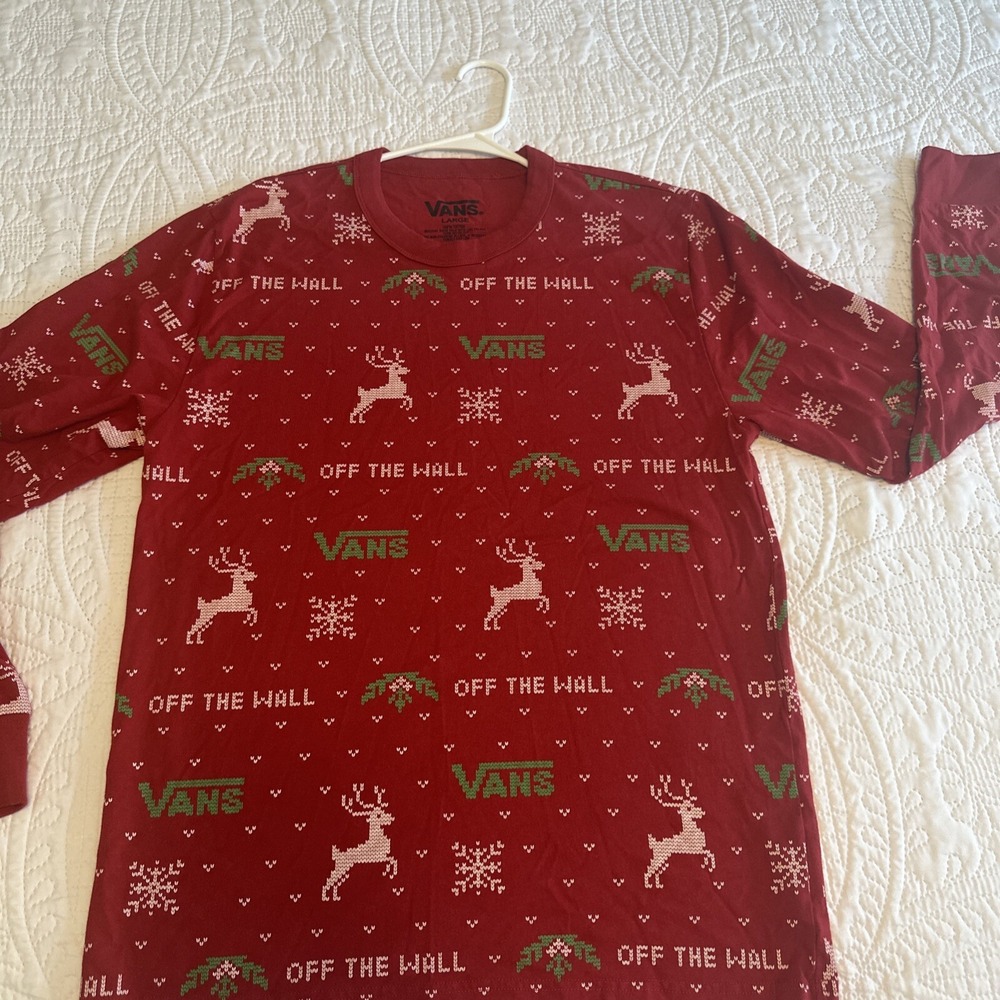 Vans Off The Wall Women's‎ Christmas Red Green Long Sleeve Shirt medium